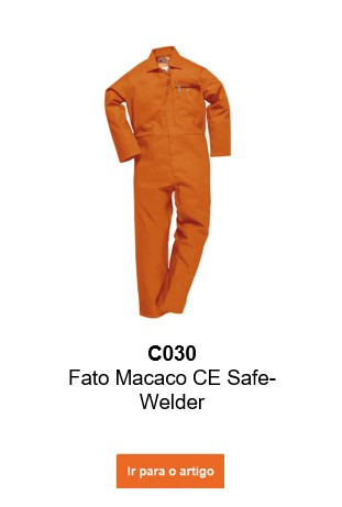 Imagem do fato de macaco ignífugo CE Safe-Welder™ C030 em laranja com um link que leva à página do artigo.