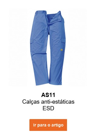 Foto da calça antiestática ESD AS11 em azul com link que leva ao artigo.