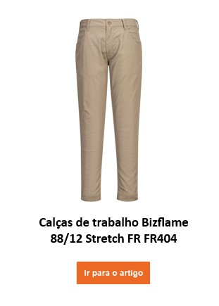 Calça stretch ignífuga FR404 em cor bege com link que leva à página do artigo.