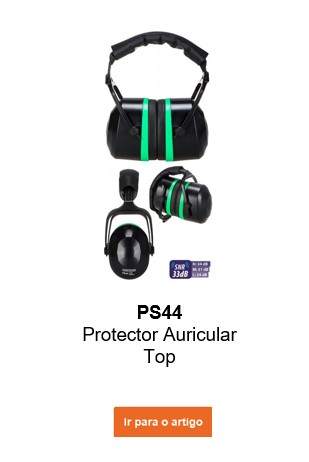 Imagem dos protetores auriculares PS44 Top em preto com detalhes verdes e um link que leva à página do artigo.