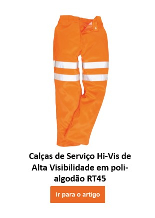 Imagem da calça de alta visibilidade GO/RT RT45 em cor de laranja com link que leva à página do artigo.