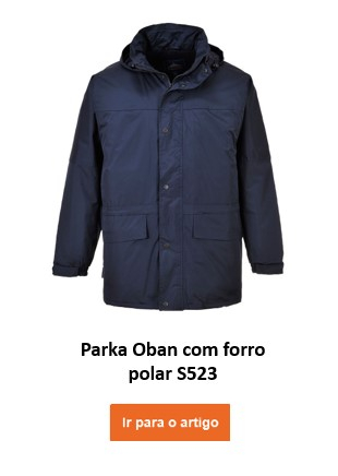 Casaco forrado Oban S523 em azul escuro com link para o artigo.