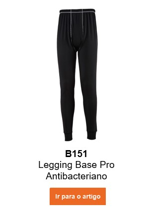 Imagem da legging antibacteriana Basis Pro B151 em preto com texto informativo e link para o artigo.