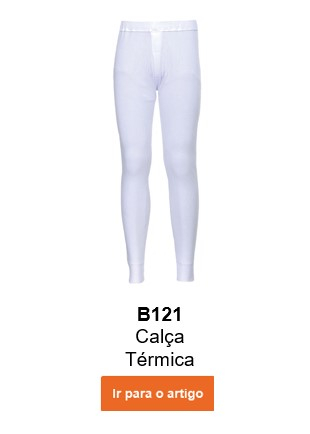 Imagem da calça térmica B121 em branco com texto informativo e link para o artigo.